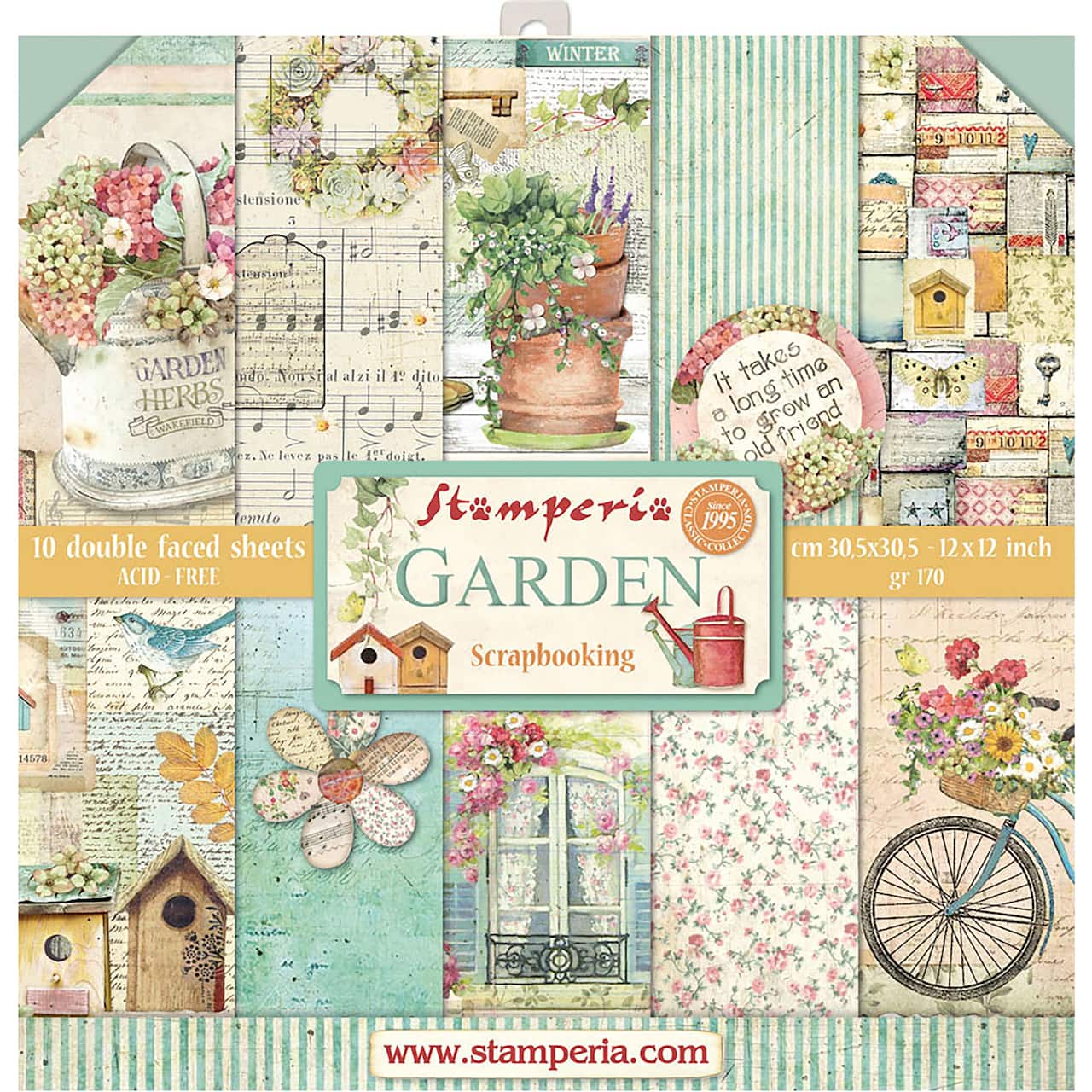 Stamperia Garden Double-Sided Paper Pad, 12" x 12"